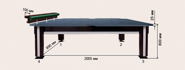 Схема бильярдного стола Бронкс-Премиум 8 футов
