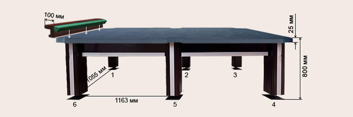 Схема бильярдного стола Бронкс-Премиум 9 футов