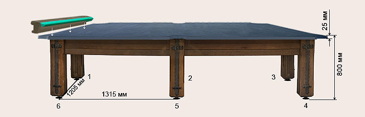 Бильярдный стол Камелот схема 10 футов